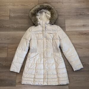 Vintage Rare Esprit Women’s MED Puffer Parka Jacket Removable Hood Faux Fur Y2K